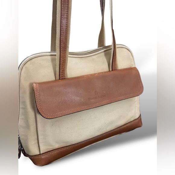 Etienne Aigner Vintage Beige Brown Leather Shoulder Bag